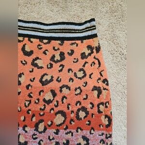 Maeve Leopard Sweater-Knit Pencil Skirt Small EUC Fitted Warm Colorful Casual